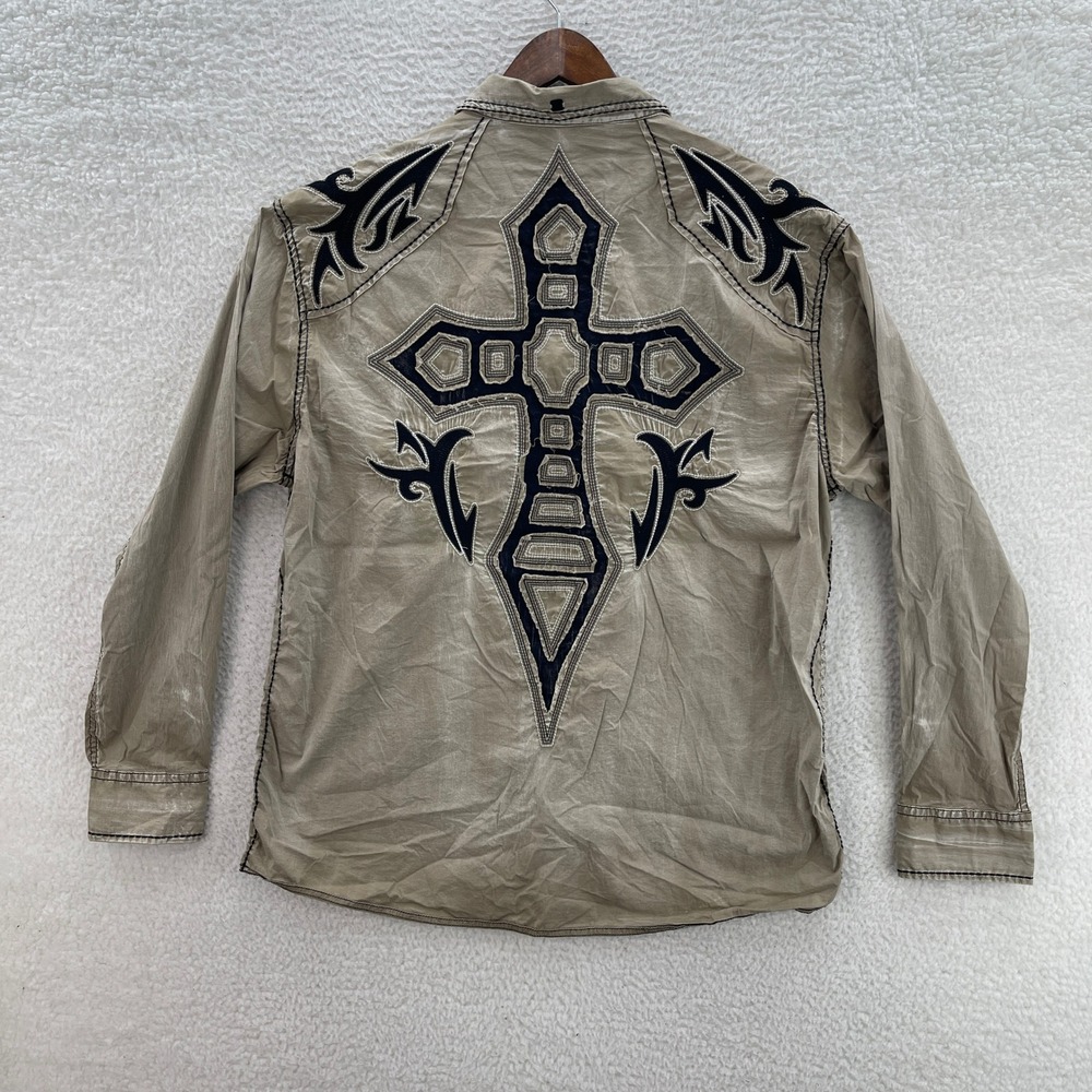Roar Signature Shirt Mens 3XL Button Up MMA Grunge Y2K Skull Goth Biker Western